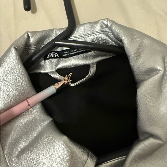 Zara Metallic Faux Leather Jacket - Picture 5 of 8